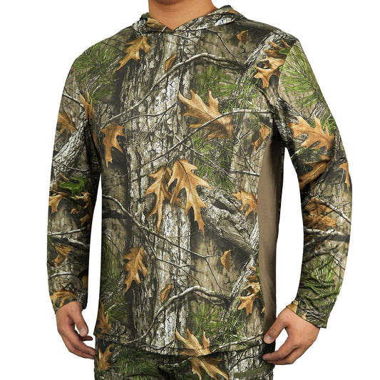 LOOGU Hunting Long Sleeve  Hoodie  Tree Camo Contrast