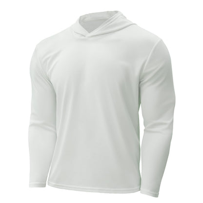 LOOGU Workout Shirts With Hood Long Sleeve White T50-1