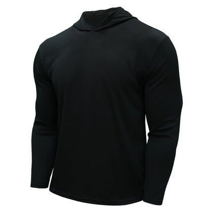 LOOGU Workout Shirts With Hood Long Sleeve Black T50-1