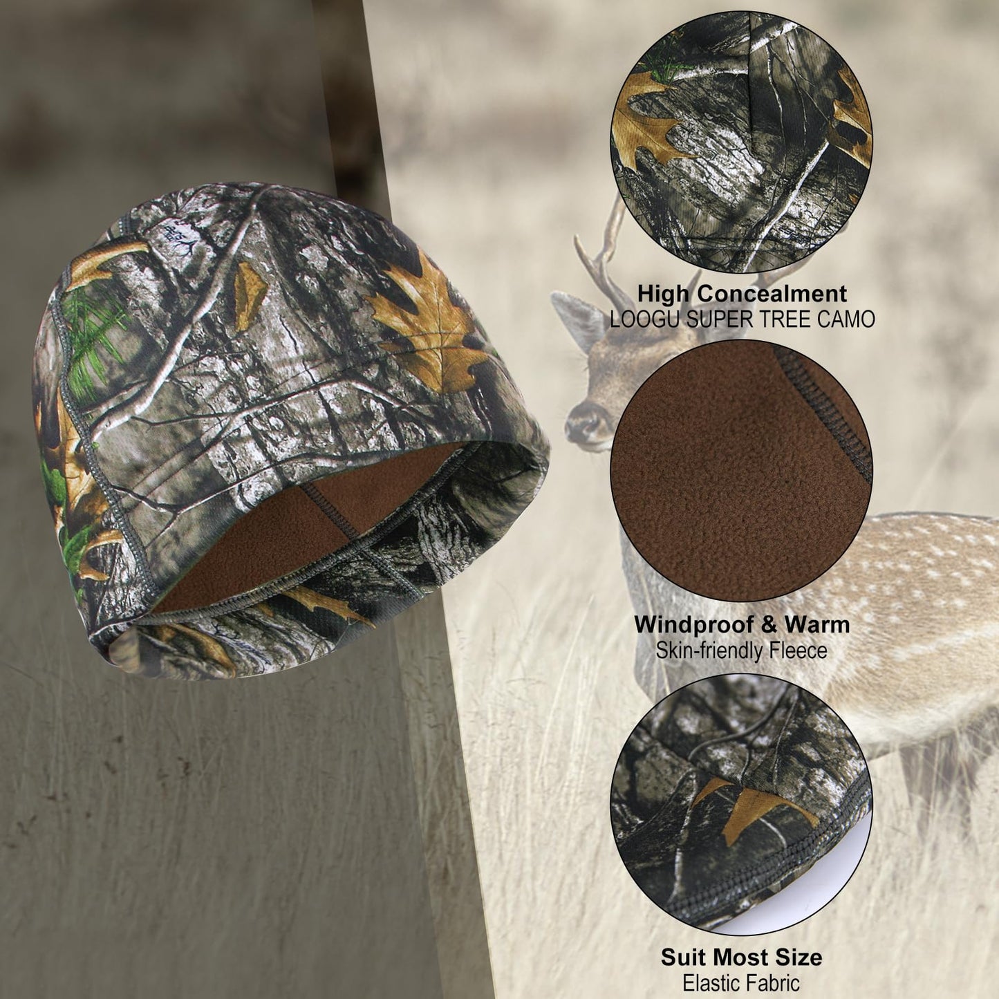 LOOGU  Hunting Beanie Unisex Super Tree Camo