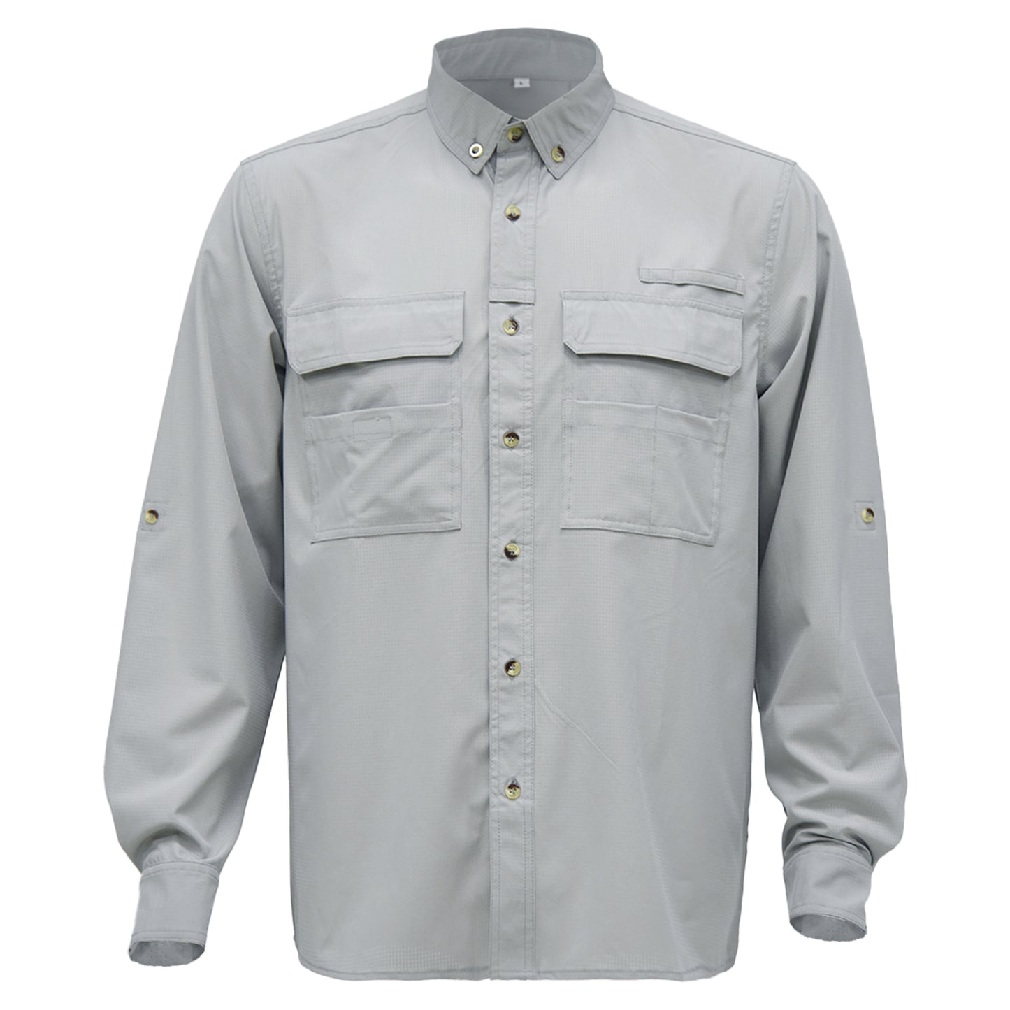 LOOGU Thin Breathable Outdoor Button Down Shirts Grey T90