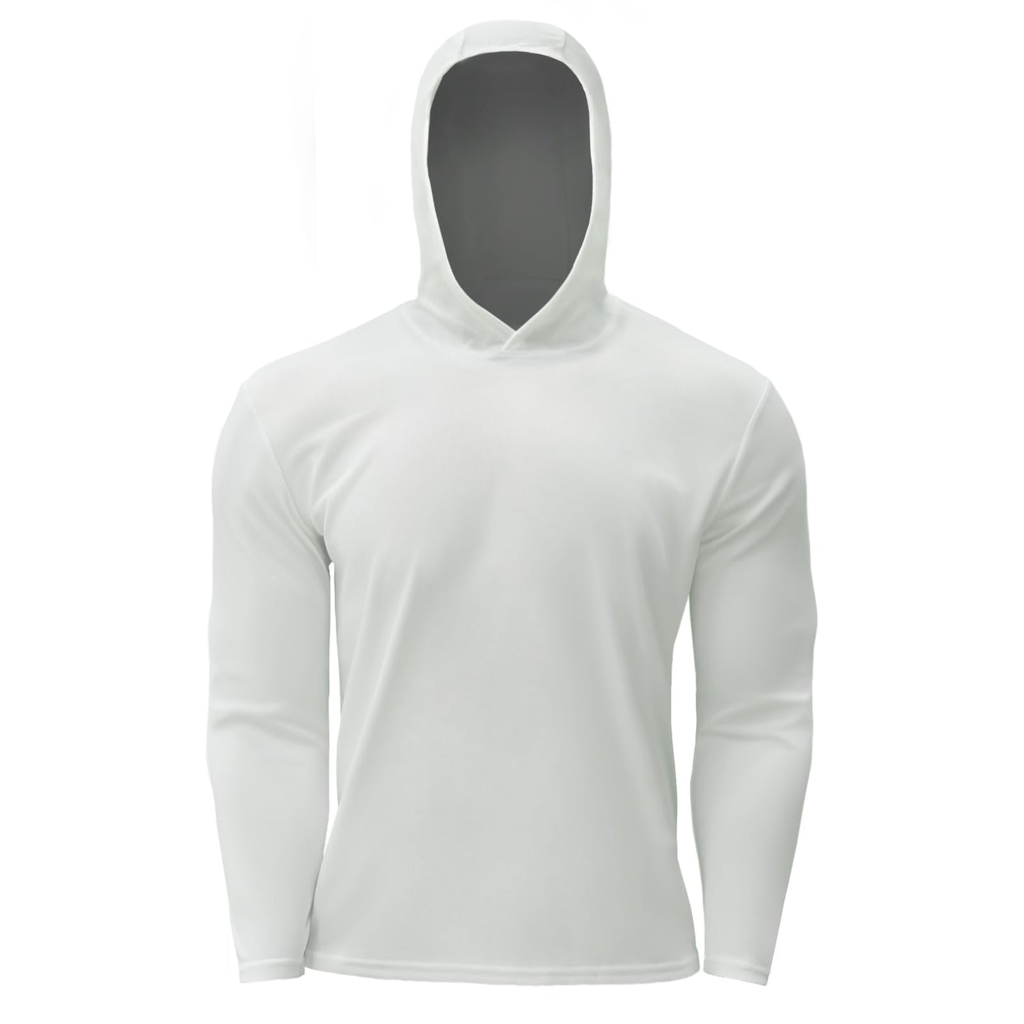 LOOGU Workout Shirts With Hood Long Sleeve White T50-1