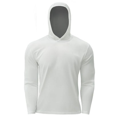 LOOGU Workout Shirts With Hood Long Sleeve White T50-1