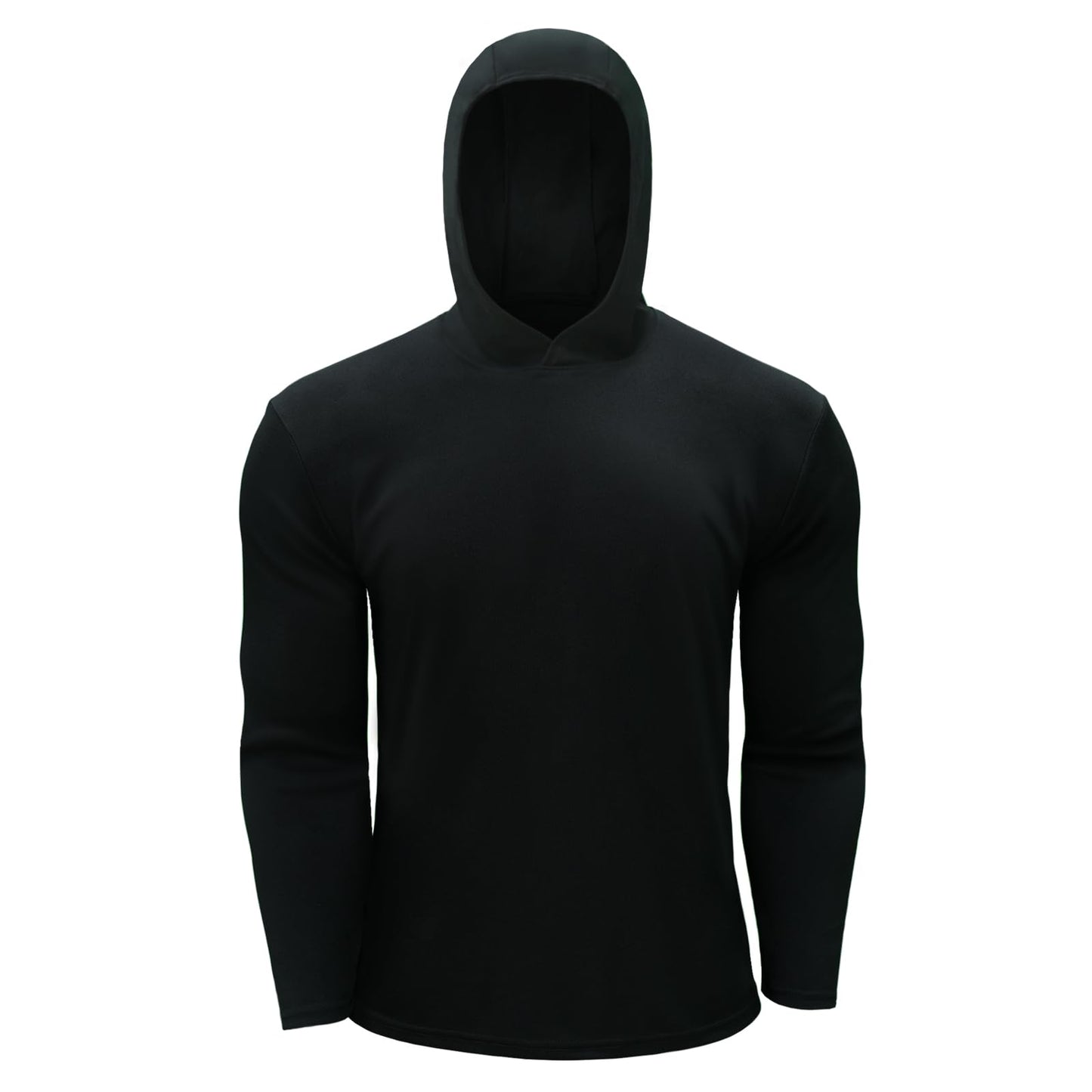 LOOGU Workout Shirts With Hood Long Sleeve Black T50-1