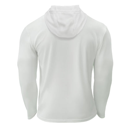 LOOGU Workout Shirts With Hood Long Sleeve White T50-1