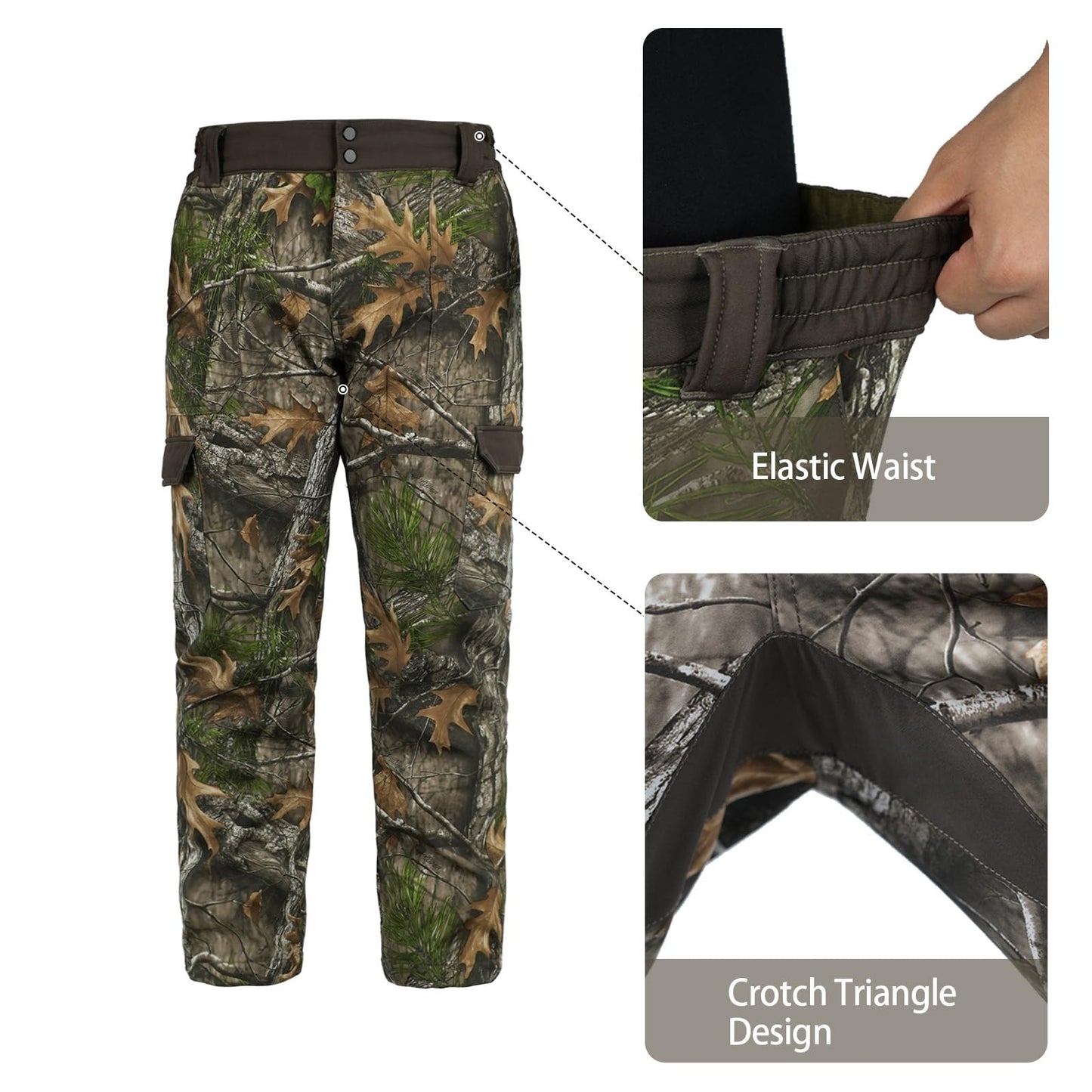 LOOGU Camo Hunting  Fleece Insulation Pants 6 pocket Super Tree P20