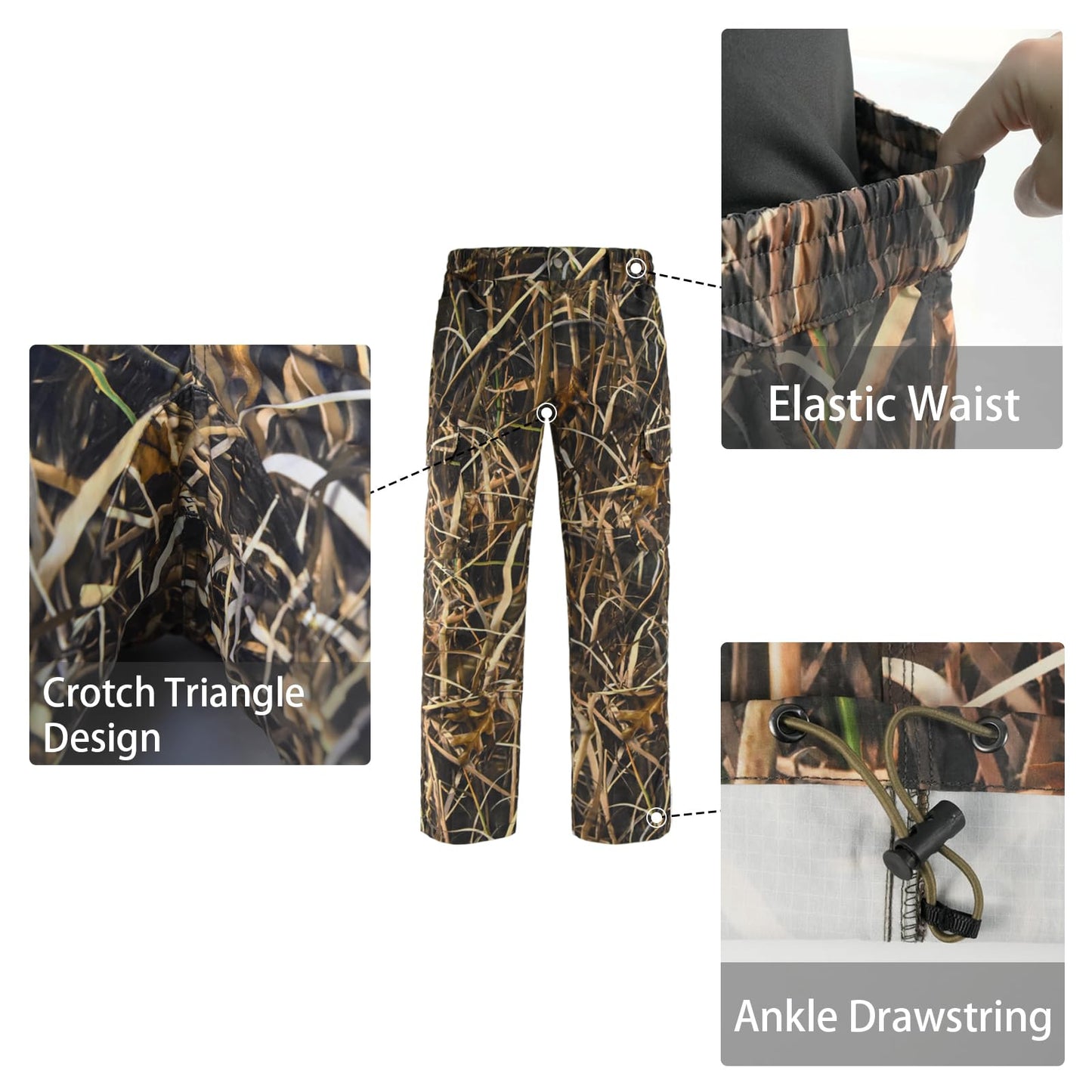 LOOGU Camo Hunting Pants 7 Pockets Grass Shadow H30