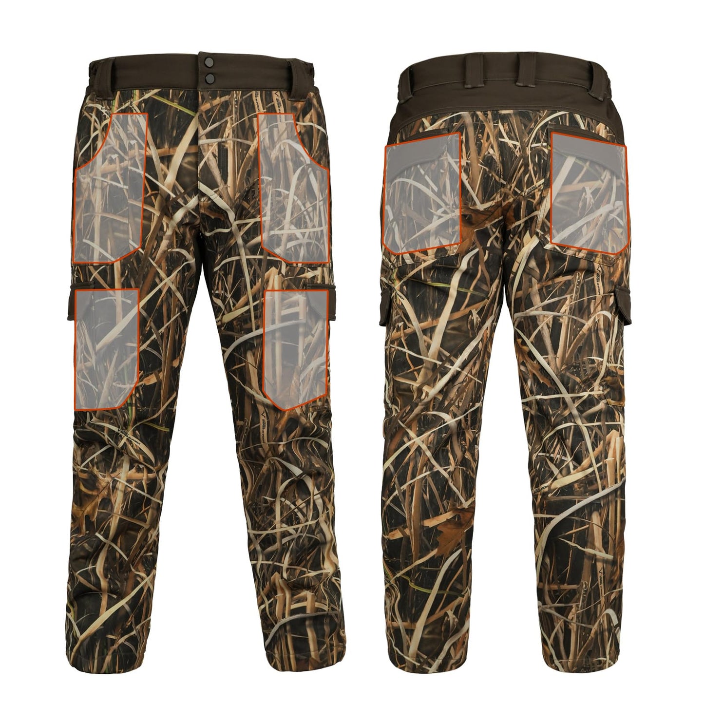 LOOGU Camo Hunting  Fleece Insulation Pants 6 pocket Grass Camo P20