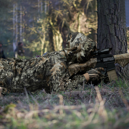 LOOGU Costume Ghillie de Chasse, Costume de Camouflage à Feuilles 3D Accessoires Militaires et de Tir Vêtements Tactiques pour Airsoft, Photographie de la Faune Halloween