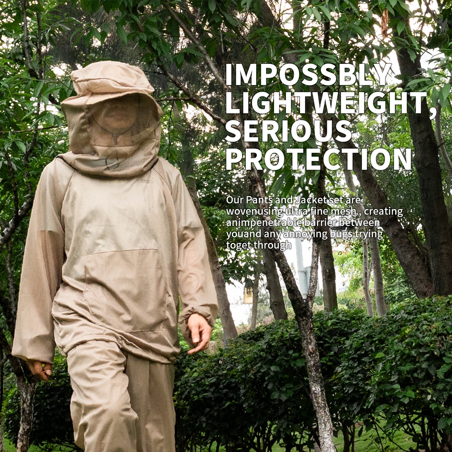 LOOGU Mosquito Suits, Net Bug Pants & Jacket Hood Sets - Ultra-fine Mesh - with Fishing, Hiking, Camping and Gardening