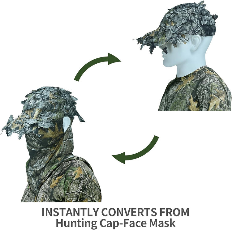 LOOGU Hunting Face Mask Set with Leafy Cap Camo Waterfowl Tree Camouflage 2 Pieces Turkey Duck Hunting Accessories for Men Womenouflage 6 Pieces Turkey