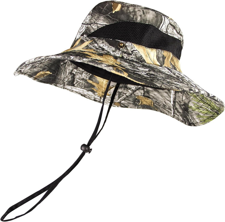 LOOGU Chapeau de pêche camouflage pour hommes et femmes, chapeaux de soleil UPF 50+, chapeau Boonie pliable à large bord, chapeau seau pour la chasse, le camping, la plage 