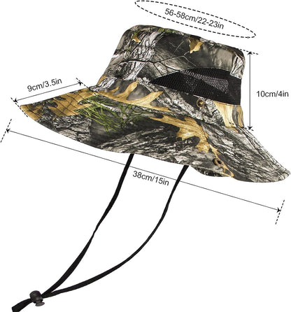 LOOGU Chapeau de pêche camouflage pour hommes et femmes, chapeaux de soleil UPF 50+, chapeau Boonie pliable à large bord, chapeau seau pour la chasse, le camping, la plage 