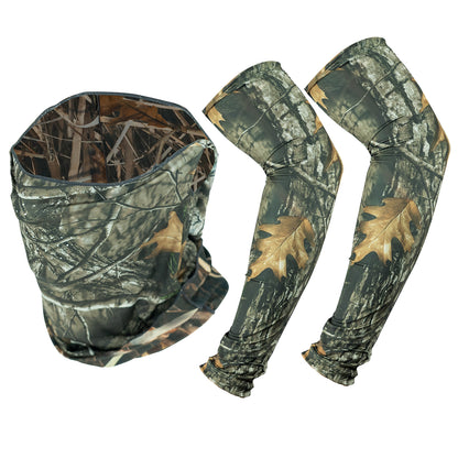 LOOGU Masque de Chasse, Manches de Bras de Refroidissement Camouflage d'arbre de Sauvagine 3 pièces Accessoires de Chasse de Canard de Dinde pour Hommes Femmes 