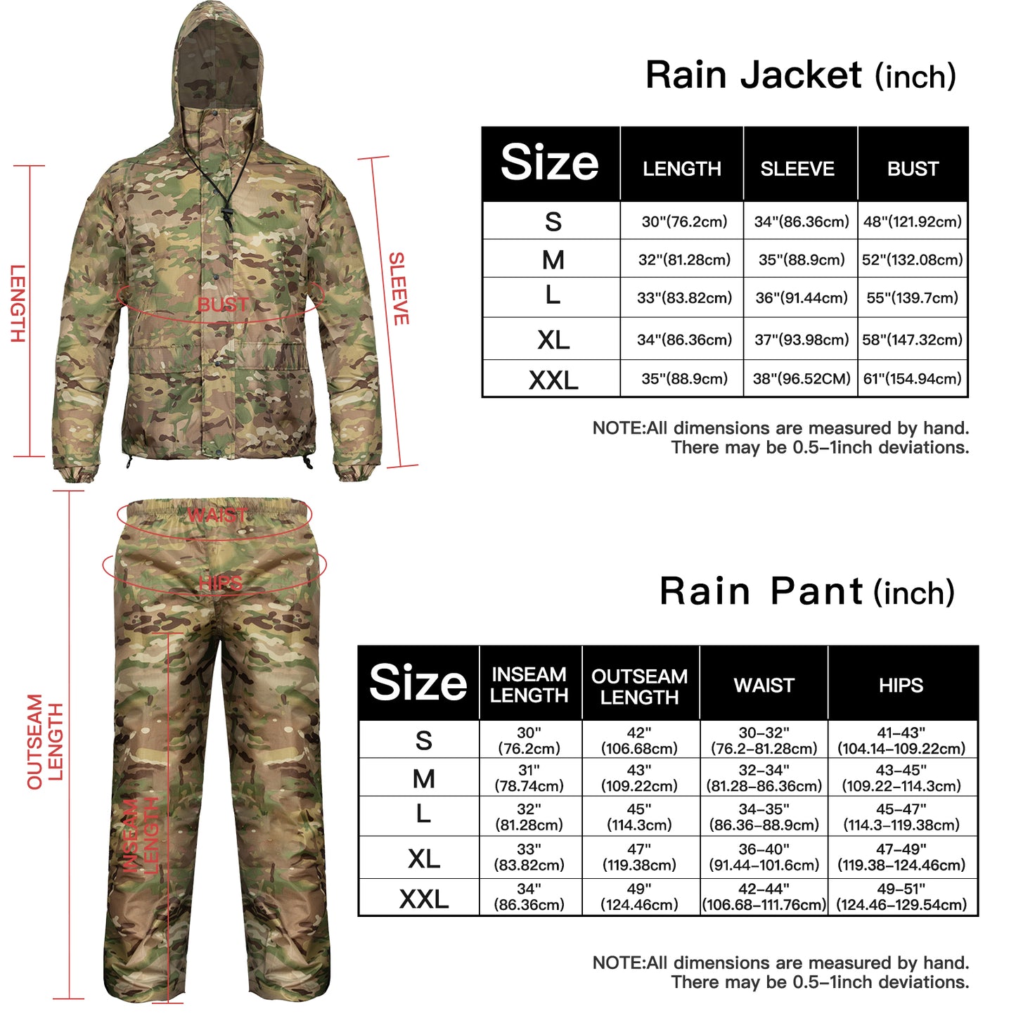 LOOGU Combinaison de Pluie imperméable pour Hommes - Manteau de Pluie Classique, Vestes de Pluie Respirantes pour Hommes, Veste et Pantalon de Pluie durables