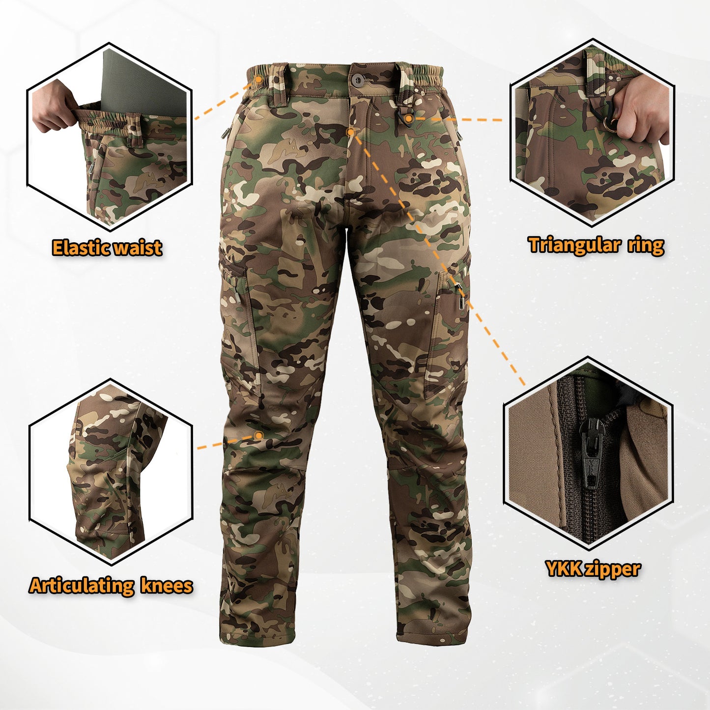 LOOGU Camo Hunting  Fleece Insulation Pants 5 pocket