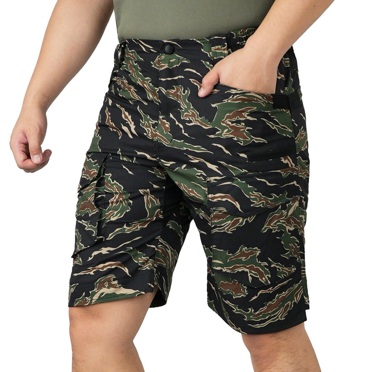 LOOGU Camo Hunting Cargo Shorts Tiger Camo