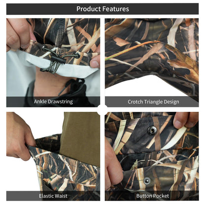 LOOGU Camo Hunting Pants 6 Pockets Grass Shadow