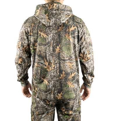 LOOGU Hunting Drawstring Zipper Hoodie  Super tree Camo