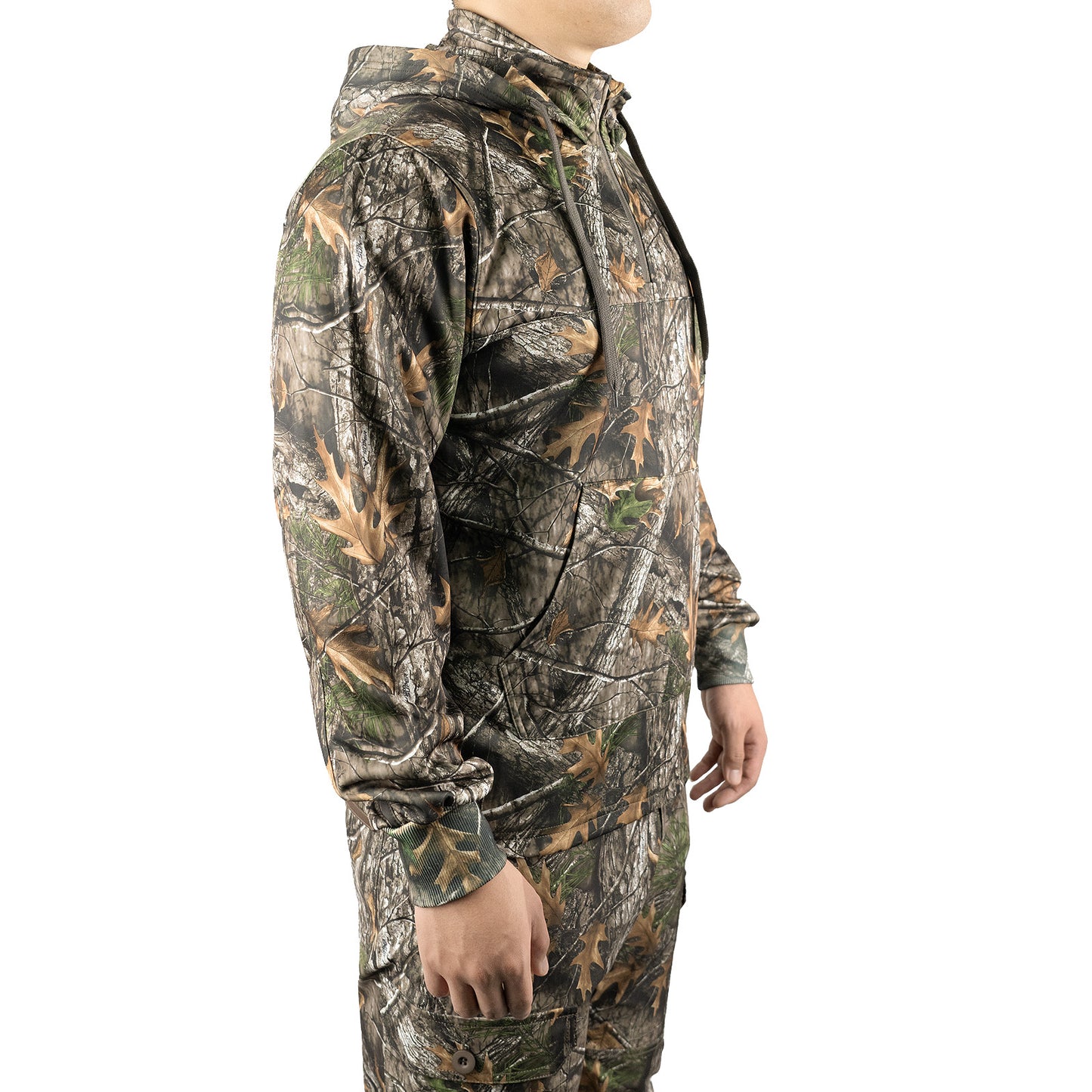 LOOGU Hunting Drawstring Zipper Hoodie  Super tree Camo