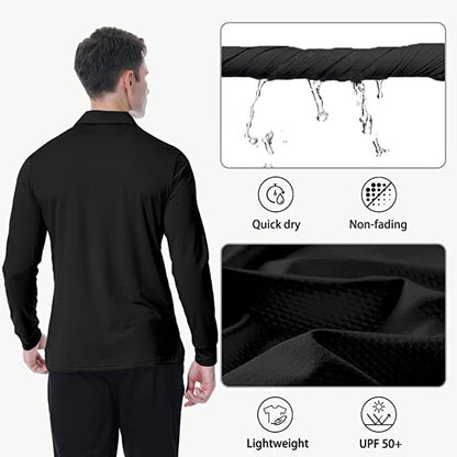 LOOGU Men's Polo Shirts Quick Dry Performance Long Sleeve Tactical Shirts