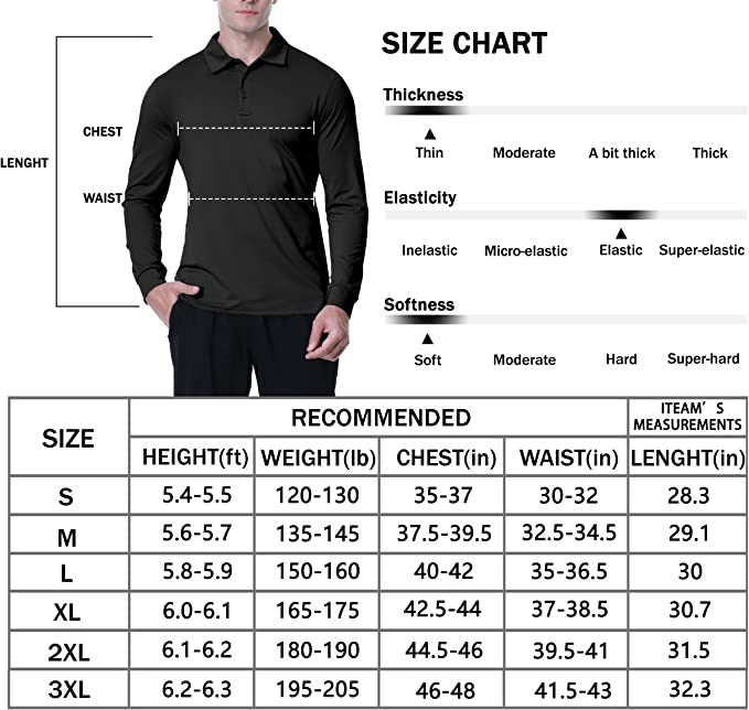 LOOGU Men's Polo Shirts Quick Dry Performance Long Sleeve Tactical Shirts