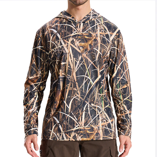 LOOGU Waterfowl Hunting Long Sleeve  Hoodie Grass Shadow Camo T50