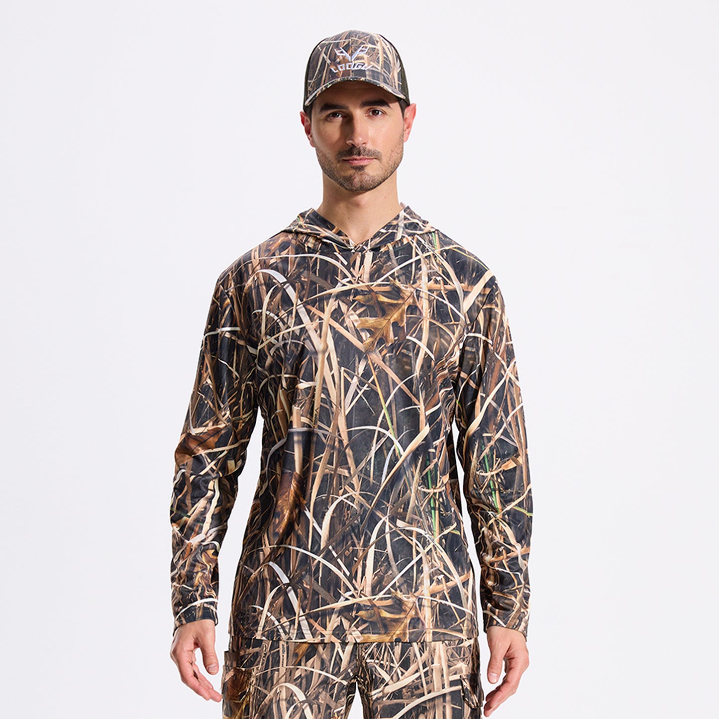 LOOGU Waterfowl Hunting Long Sleeve  Hoodie Grass Shadow Camo T50