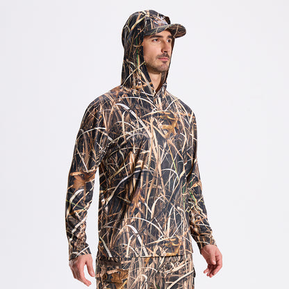 LOOGU Waterfowl Hunting Long Sleeve  Hoodie Grass Shadow Camo T50