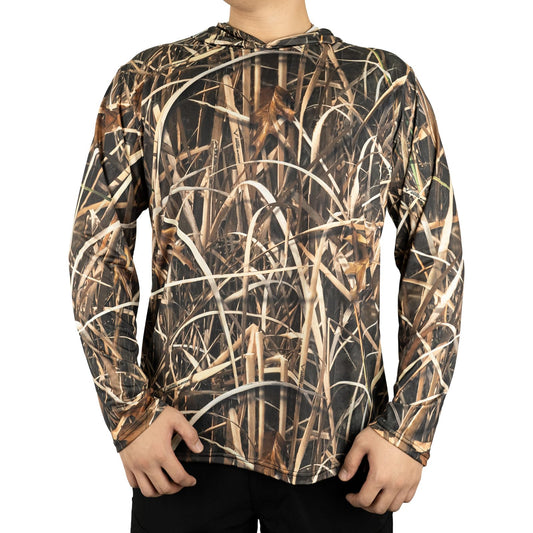 LOOGU Waterfowl Hunting Long Sleeve  Hoodie Grass Shadow Camo