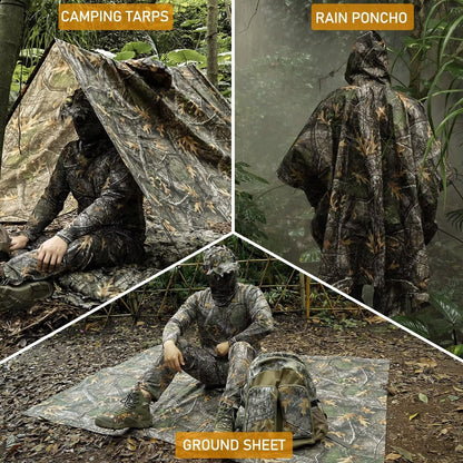 LOOGU Multi Functional Rain poncho PVC Coating Unisex Super Tree Camo