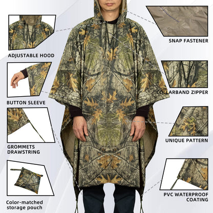 LOOGU Multi Functional Rain poncho PVC Coating Unisex Super Tree Camo