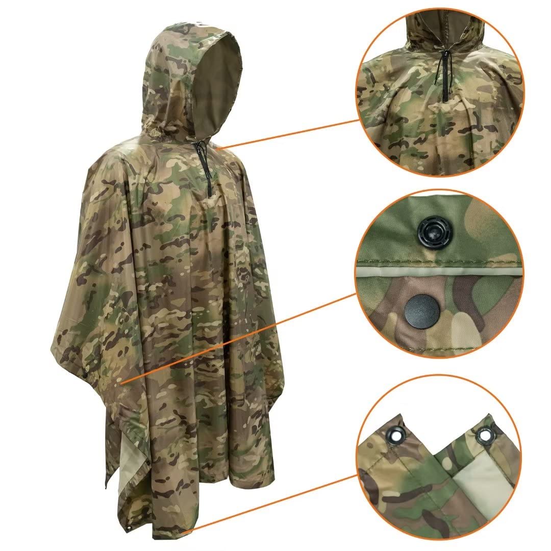 LOOGU Multi Functional Rain poncho PVC Coating Unisex Super Tree Camo