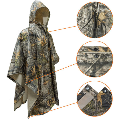 LOOGU Multi Functional Rain poncho PVC Coating Unisex Super Tree Camo