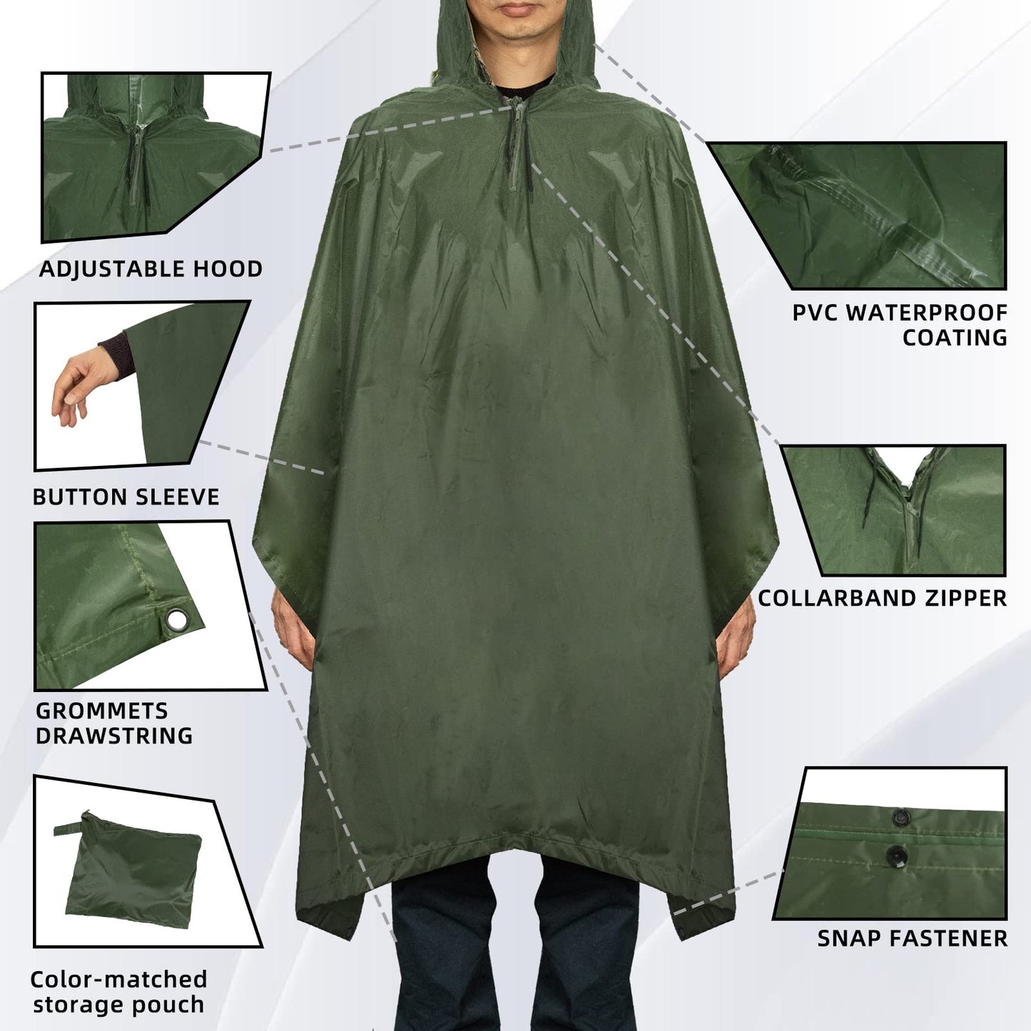 LOOGU Multi Functional Rain poncho PVC Coating Unisex Super Tree Camo