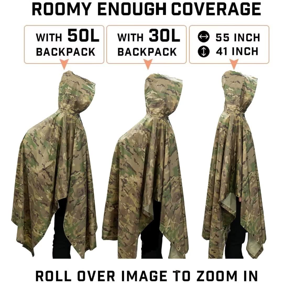 LOOGU Multi Functional Rain poncho PVC Coating Unisex Super Tree Camo