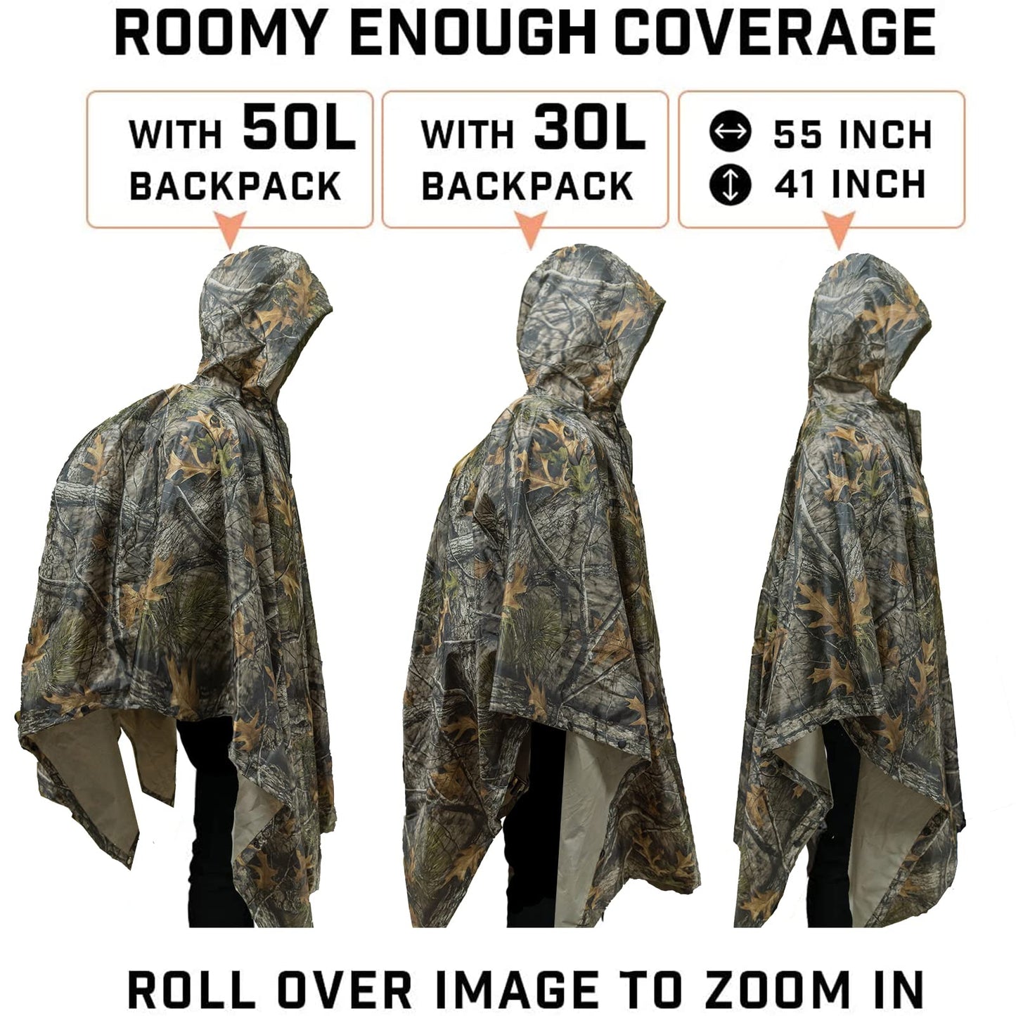 LOOGU Multi Functional Rain poncho PVC Coating Unisex Super Tree Camo