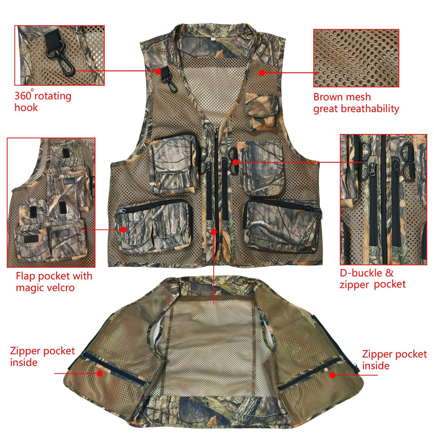 LOOGU Outdoor Fly Fishing Vest with Multi-Pockets