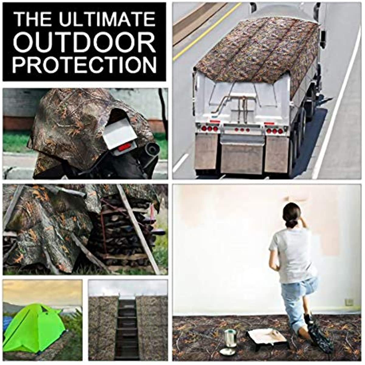 LOOGU Heavy Duty Waterproof Tarp, Bionic Tree Camo Multi Purpose Poly Cover