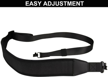 LOOGU Rifle Sling with Swivel, Two Points Gun Sling with Length Adjuster, Durable Shoulder Padded Strap for Outdoors