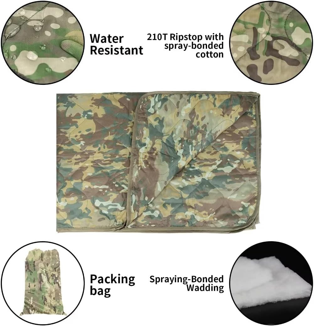 LOOGU – couverture camouflage Woobie imperméable, doublure de poncho pour le camping en plein air, la randonnée, la chasse, la survie, la randonnée, le pique-nique 