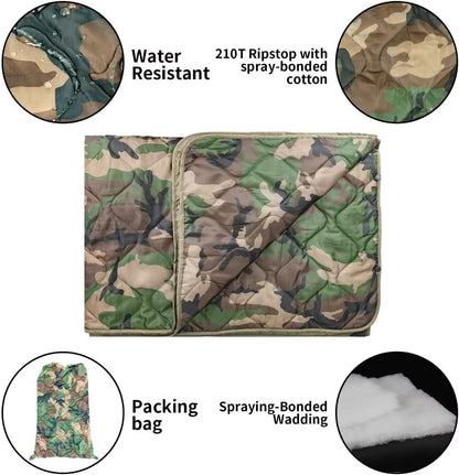 LOOGU – couverture camouflage Woobie imperméable, doublure de poncho pour le camping en plein air, la randonnée, la chasse, la survie, la randonnée, le pique-nique 