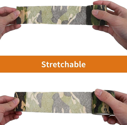 LOOGU Camo Tape Wrap for Gear - Self-Adhesive Non-Woven Fabric Stealth Tape with Stretch Bandage - Camo Wrap is Perfect for Camouflage Needs- 4 Rolls, 2/3in x 14.76ft