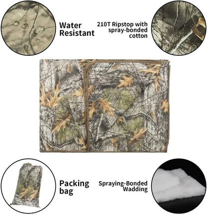 LOOGU Camo Woobie Blanket Waterproof Poncho Liner for Outdoor Camping, Hiking, Hunting, Survival, Backpacking, Picnicking