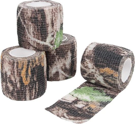 LOOGU Ruban adhésif camouflage pour équipement – ​​Ruban furtif en tissu non tissé autocollant avec bandage extensible – Le film camouflage est parfait pour les besoins de camouflage – 4 rouleaux, 2/3 pouces x 14,76 pieds 