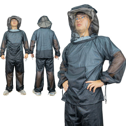 LOOGU Mosquito Suits, Net Bug Pants & Jacket Hood Sets - Ultra-fine Mesh - with Fishing, Hiking, Camping and Gardening