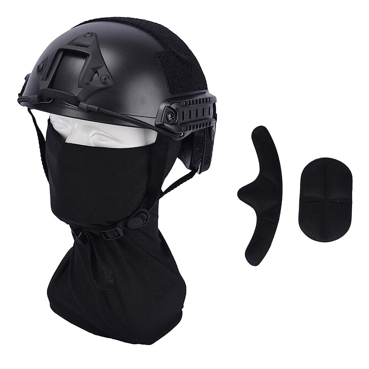 LOOGU Airsoft Helmet, Fast MH Type Bump Tactical Combat Protective Gear for Outdoor Activities with 12-in-1 Face Mask