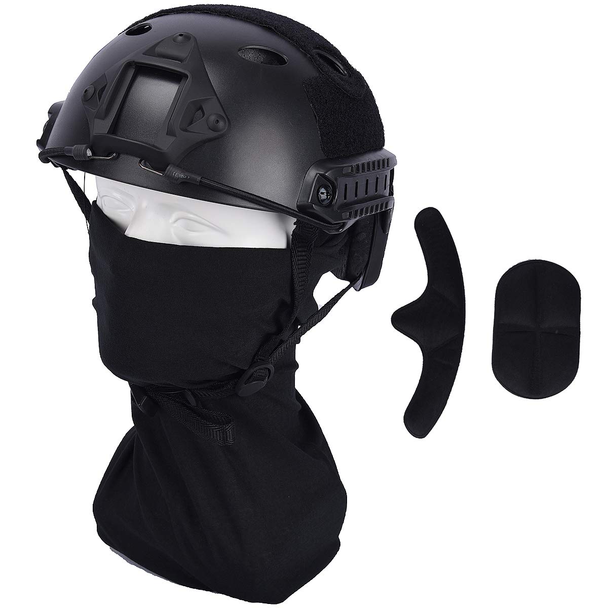 LOOGU Airsoft Helmet, Fast PJ Type Bump Tactical Combat Protective Gear for Outdoor Activities with 12-in-1 Face Mask