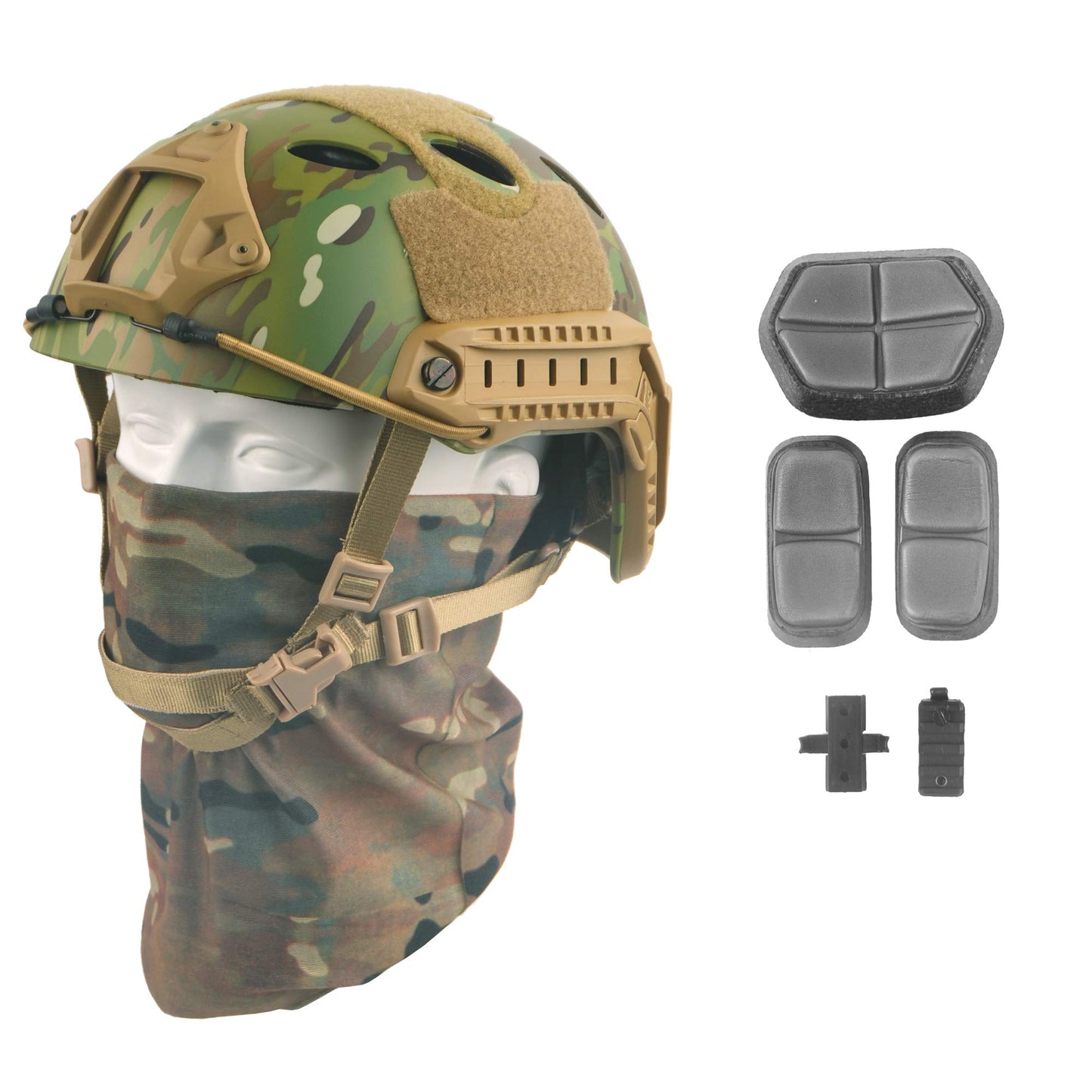 LOOGU Fast PJ Base Jump Casque militaire avec couvre-chef 12 en 1