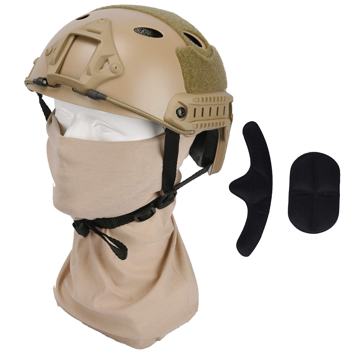 LOOGU Airsoft Helmet, Fast PJ Type Bump Tactical Combat Protective Gear for Outdoor Activities with 12-in-1 Face Mask